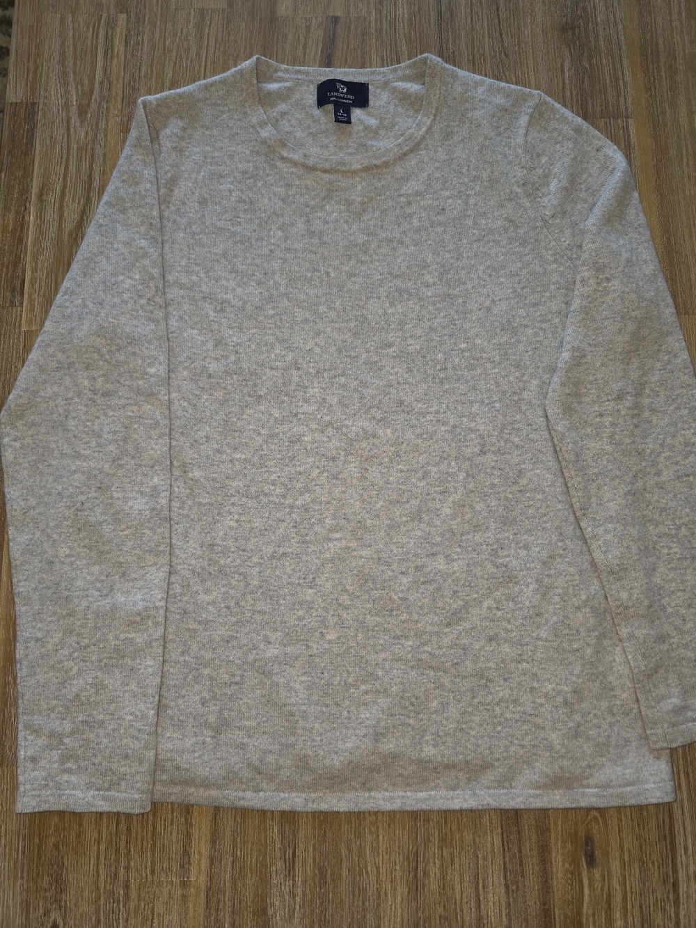 Lands' End Men's Light Heather Gray Long-Sleeve Crewneck